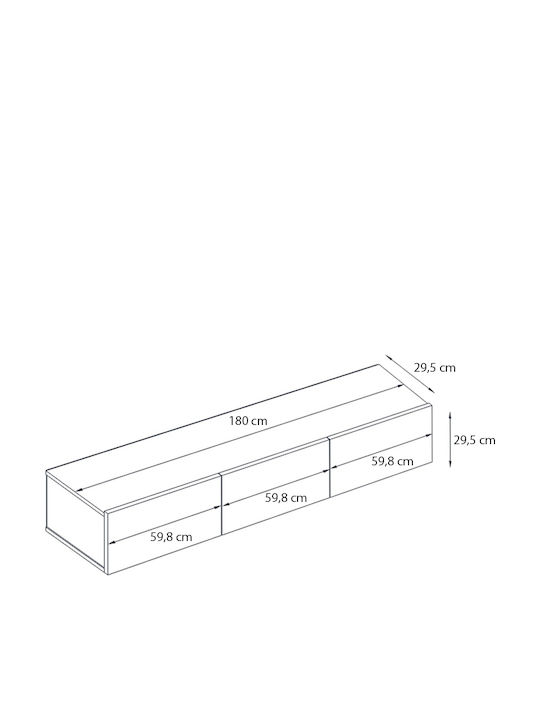 TV Stand Damla with LED Lighting White L180xW29.5xH29.5cm