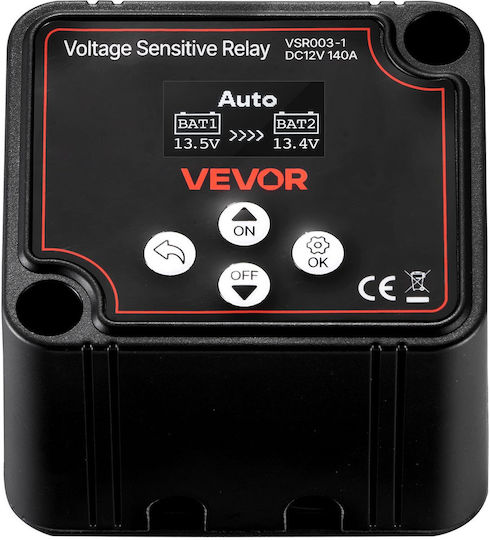 Vevor 12v 140 Amp Dual Battery Isolation Kit Manual Automatic Relay Vsr Voltage Sensitive Voltmeter Lcd Display Smart Battery Isolator Compatible Lead Acid Batteries Utv Atv
