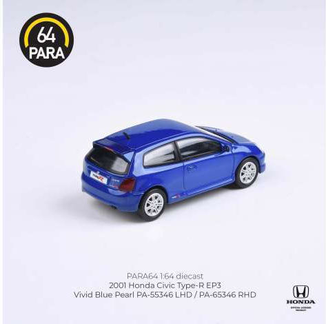 Honda Civic Type-r Ep3 Lh 2001 Blue Car Model 1:64 Para64