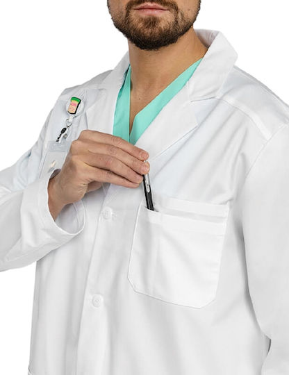 bwell Men's White Medical Dressing Gown