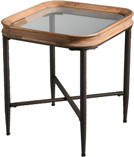 Square Side Table Marais Glass Natural Black M45xL45xH51cm