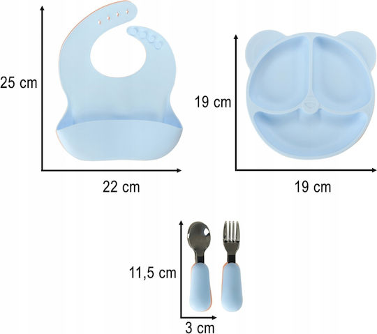 ikonka Set Essgeschirr aus Silikon Blau 4Stück
