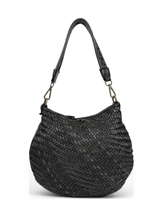 Leder Damentasche Schultertasche Schwarz