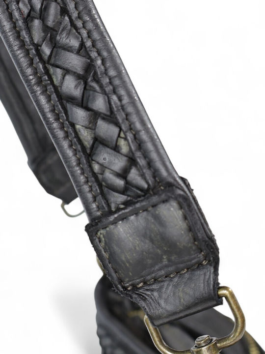 Leder Damentasche Schultertasche Schwarz