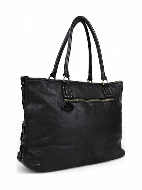 Leder Damenhandtasche Schulter / Handtasche Schwarz