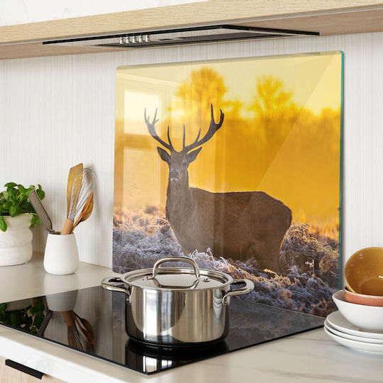 Glass Chopping And Serving Board Sunrise On Deer 60x52 Cm