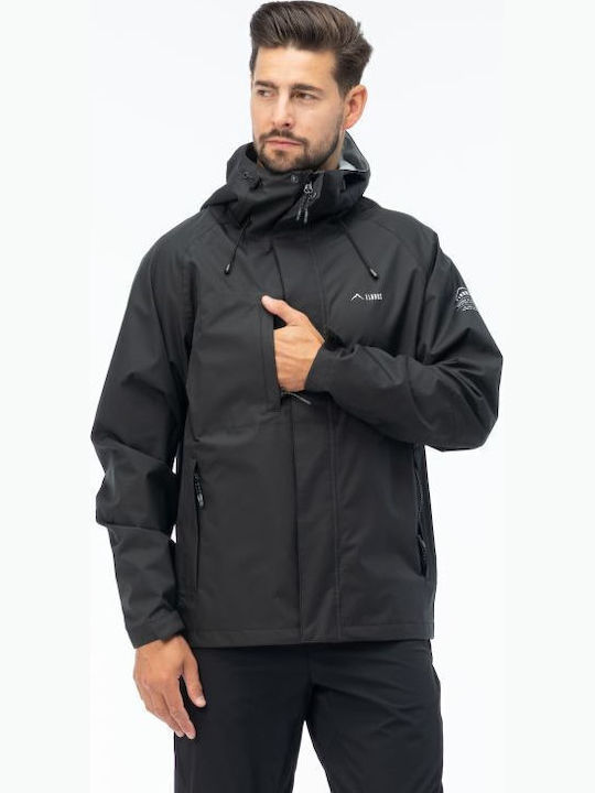 Χειμωνιάτικο Μπουφάν Hardshell Αδιάβροχο και Αντιανεμικό Μαύρο