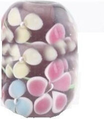 Χάντρα Efco Γυάλινη 10x15mm Μακρόστενη Στρόγγυλη Flowers Μπορντό 3τμχ
