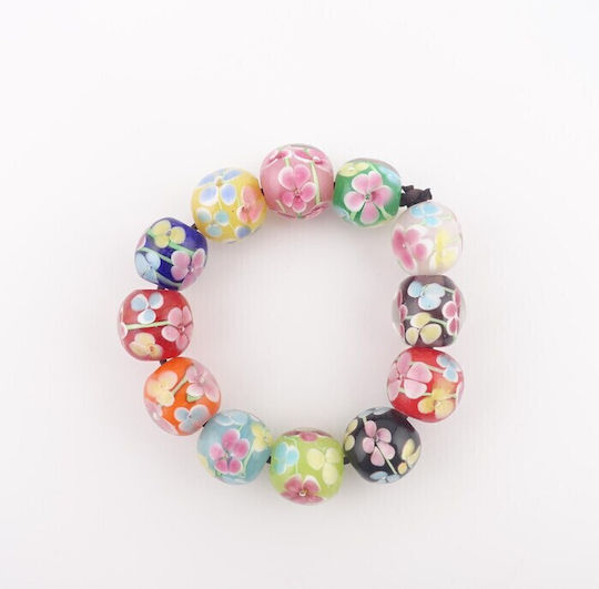 Χάντρα Efco Γυάλινη 10x15mm Μακρόστενη Στρόγγυλη Flowers Μπλε 3τμχ