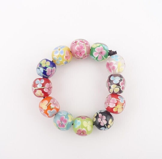 Χάντρα Efco Γυάλινη 10x15mm Μακρόστενη Στρόγγυλη Flowers Μπορντό 3τμχ