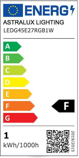 Astralux Λάμπα LED 1W για Ντουί E27 και Σχήμα G45 RGB