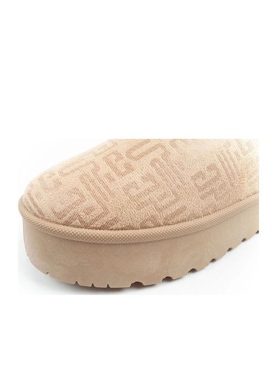 Women's Ankle Boots with Fur Beige