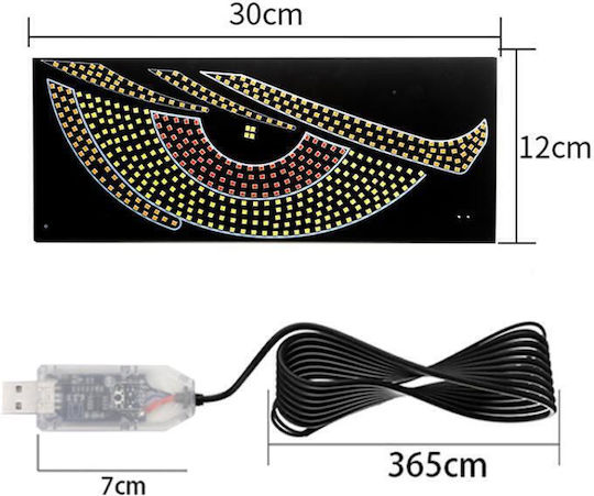 Car Sticker Dynamic Demon Eye Usb Mounted In Car Led Indicator Light Red Yellow+Green