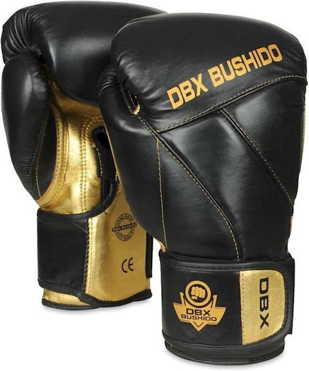 DBX Bushido Boxing Gloves Leather for Match Gold