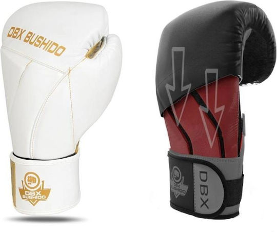 DBX Bushido Γάντια Πυγμαχίας Δερμάτινα για Αγώνα Λευκά