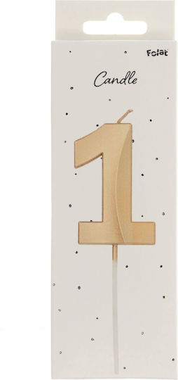 Birthday Candle Glamour Number 1 Gold Metallic