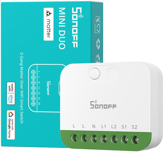 Sonoff Mini Duo Intelligenter Schalter 2 Kanäle Wi-Fi & Bluetooth 16A Mit Neutral