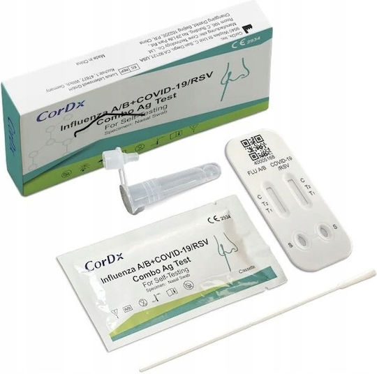 CorDX Influenza A/b & Covid-19/rsv Combo 1бр Самодиагностичен Тест за Бързо Откриване Антигени