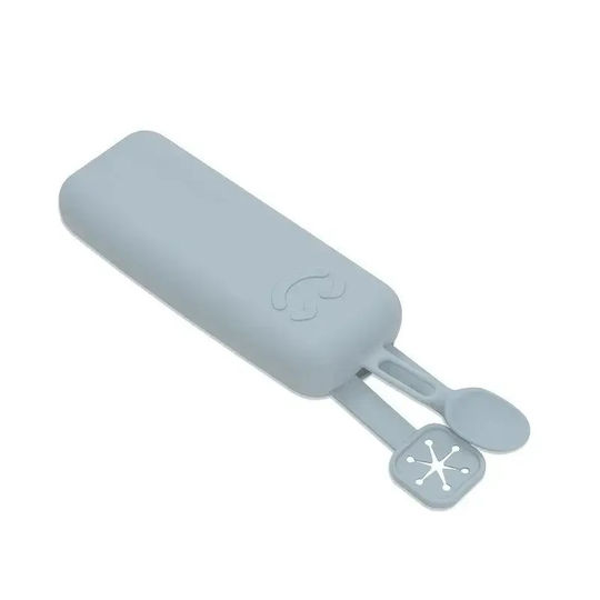 Interbaby Baby Set with Spoons made of Silicone in Case Blue 3pcs