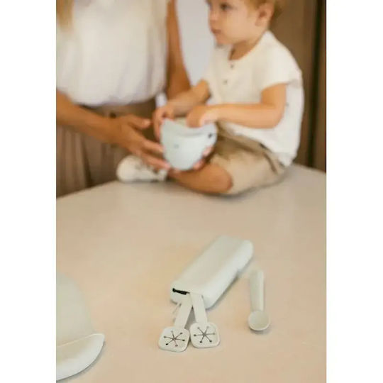 Interbaby Baby Set with Spoons made of Silicone in Case Blue 3pcs