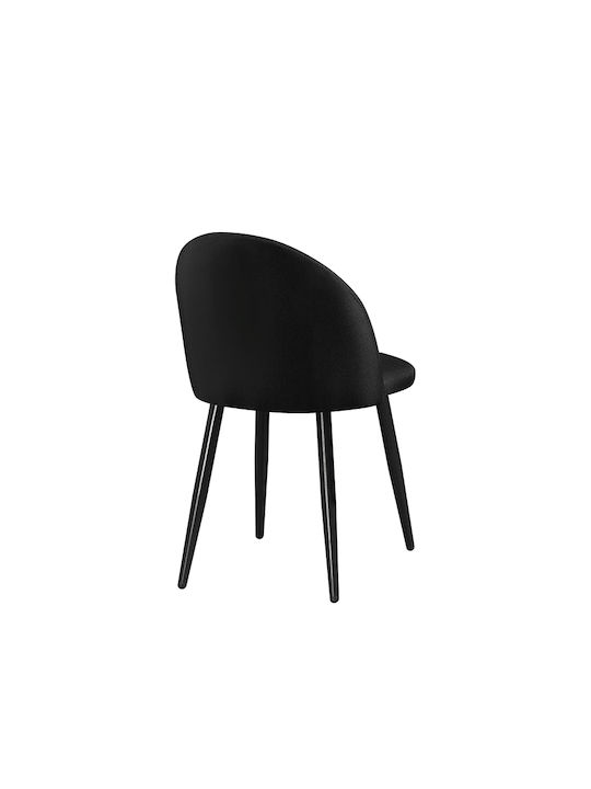 Rio Dining Room Fabric Chair Black Velvet-Black Metal 47x53.5x49cm