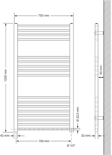 LuxeBath Ηλεκτρική Πετσετοκρεμάστρα 900W 120x75cm Μαύρη