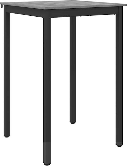 Square Bar Table Wooden with Metal Frame Grey 70x70x105cm