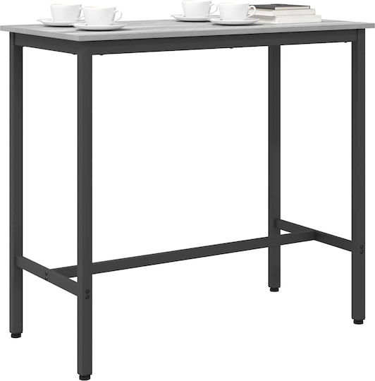 Square Wooden Bar Table with Grey Metal Frame 100x50x90.5cm