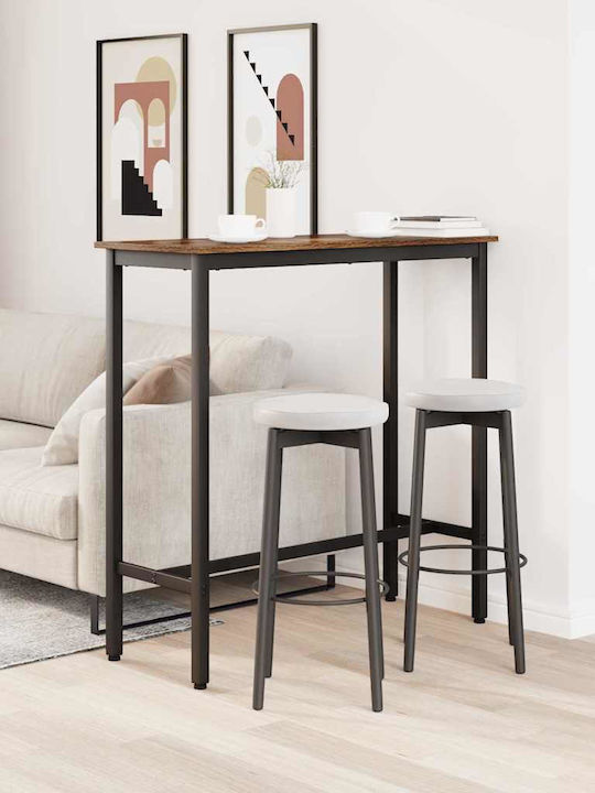 Table Bar Wooden with Metal Frame Coffee 100x40x100.5cm