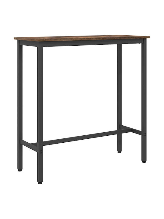 Table Bar Wooden with Metal Frame Coffee 100x40x100.5cm