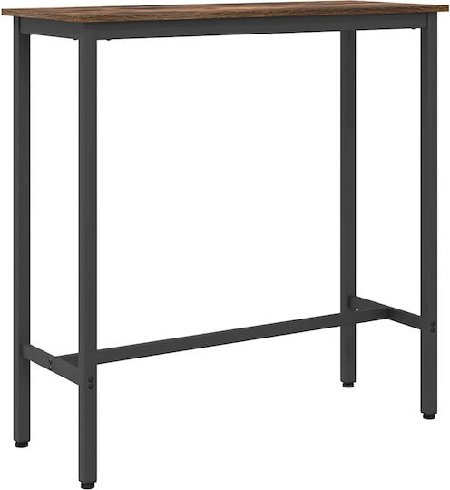 Table Bar Wooden with Metal Frame Coffee 100x40x100.5cm
