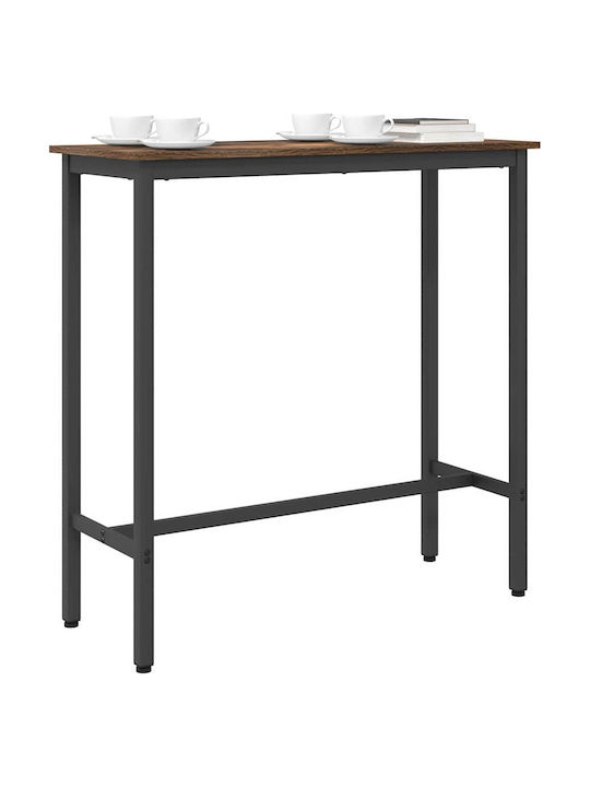 Table Bar Wooden with Metal Frame Coffee 100x40x100.5cm