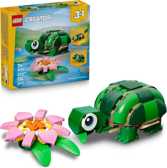 LEGO Creator 3-in-1 Turtle with a Water Lily Flower for Ages 7+ 124 Pieces