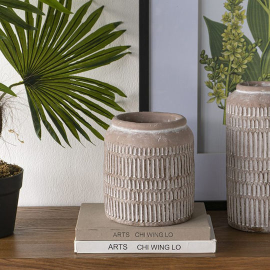 Artekko Διακοσμητικό Βάζο Τσιμεντένιο Μπεζ Φ18xΥ20cm