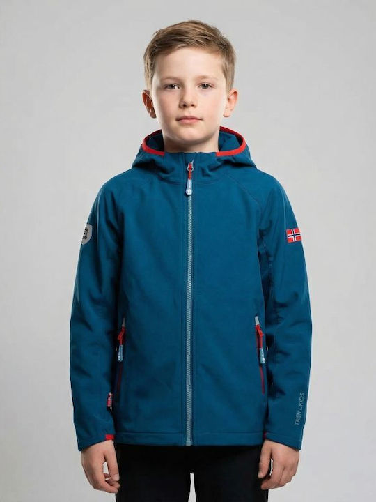 Waterproof Kids' Sports Jacket with Hood Blue