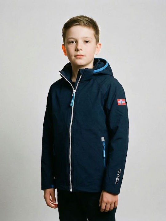 Wasserdicht Kinder Freizeitjacke mit Kapuze Marineblau
