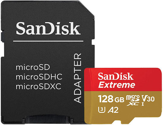 Sandisk Extreme microSDXC 128GB U3 V30 A2 UHS-I 190MB/s с адаптер