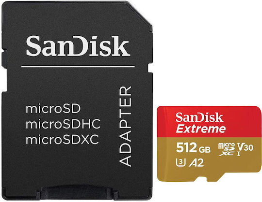 Sandisk Extreme microSDXC 512GB U3 V30 A2 UHS-I 190MB/s с адаптер