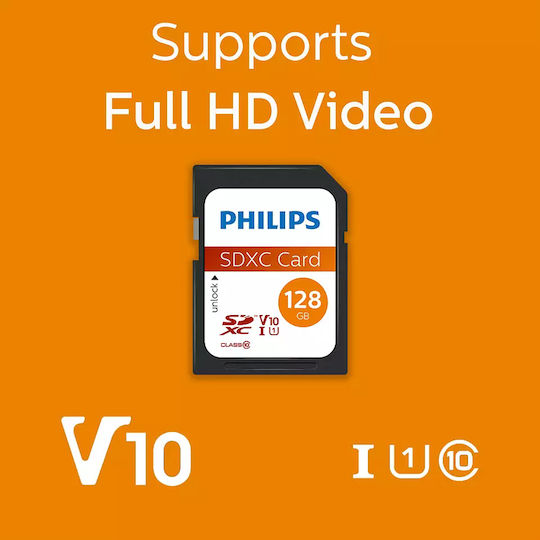 Philips SDXC 128GB U1 V10 Standard-Geschwindigkeit 80MB/s