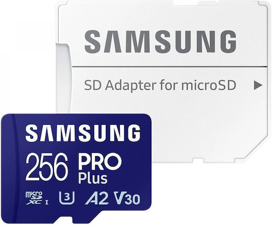Samsung Pro Plus (2023) microSDXC 256GB U3 V30 A2 UHS-I 180MB/s Speicherkarten mit Adapter