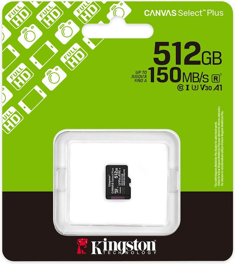 Kingston Canvas Select Plus microSDXC 512GB U3 V30 A1 UHS-I 100MB/s