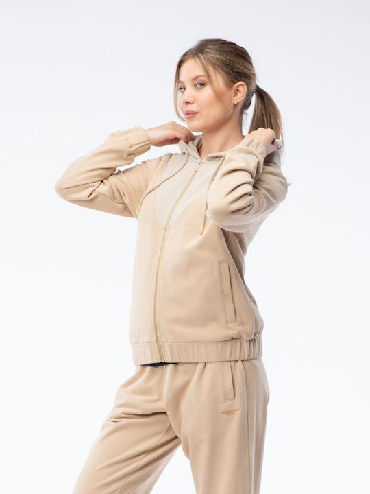Damen Sweatshirtjacke Beige