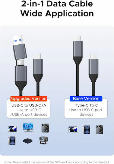Orico Θήκη για Σκληρό Δίσκο M.2 SATA III NVME με σύνδεση USB 3.2 Type-C σε Γκρι χρώμα