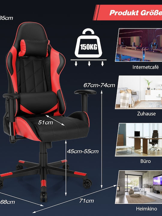 Costway CB10299RE Gaming Chair with Adjustable Arms Red