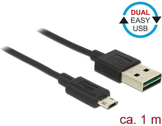 DeLock Regular USB 2.0 to micro USB Cable Μαύρο 1m (83844)