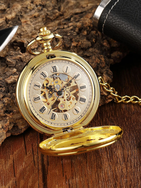 Gorben Ceas Bărbătesc 44mm de Buzunar cu Baterie Auriu