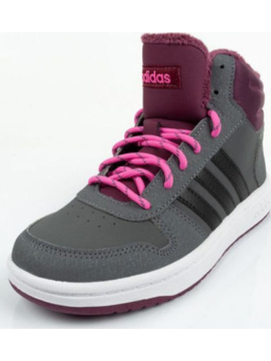 Hoops Hoops 2 Kids Sports Shoes Basketball with Laces Grey Five / Core Black / Screaming Pink