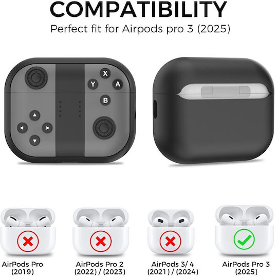AHAstyle Case Silicone with Hook in Black color for Apple AirPods Pro 3