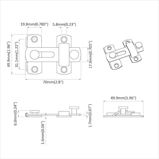 Metal Door Lock 423 Pcs Silver 70 x 8 mm Steel 864754 Silver