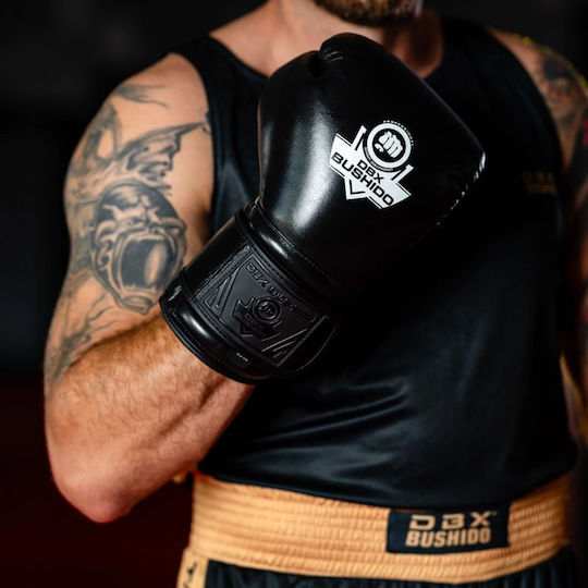 DBX Bushido Mănuși de Box din Piele pentru Competiție Negre